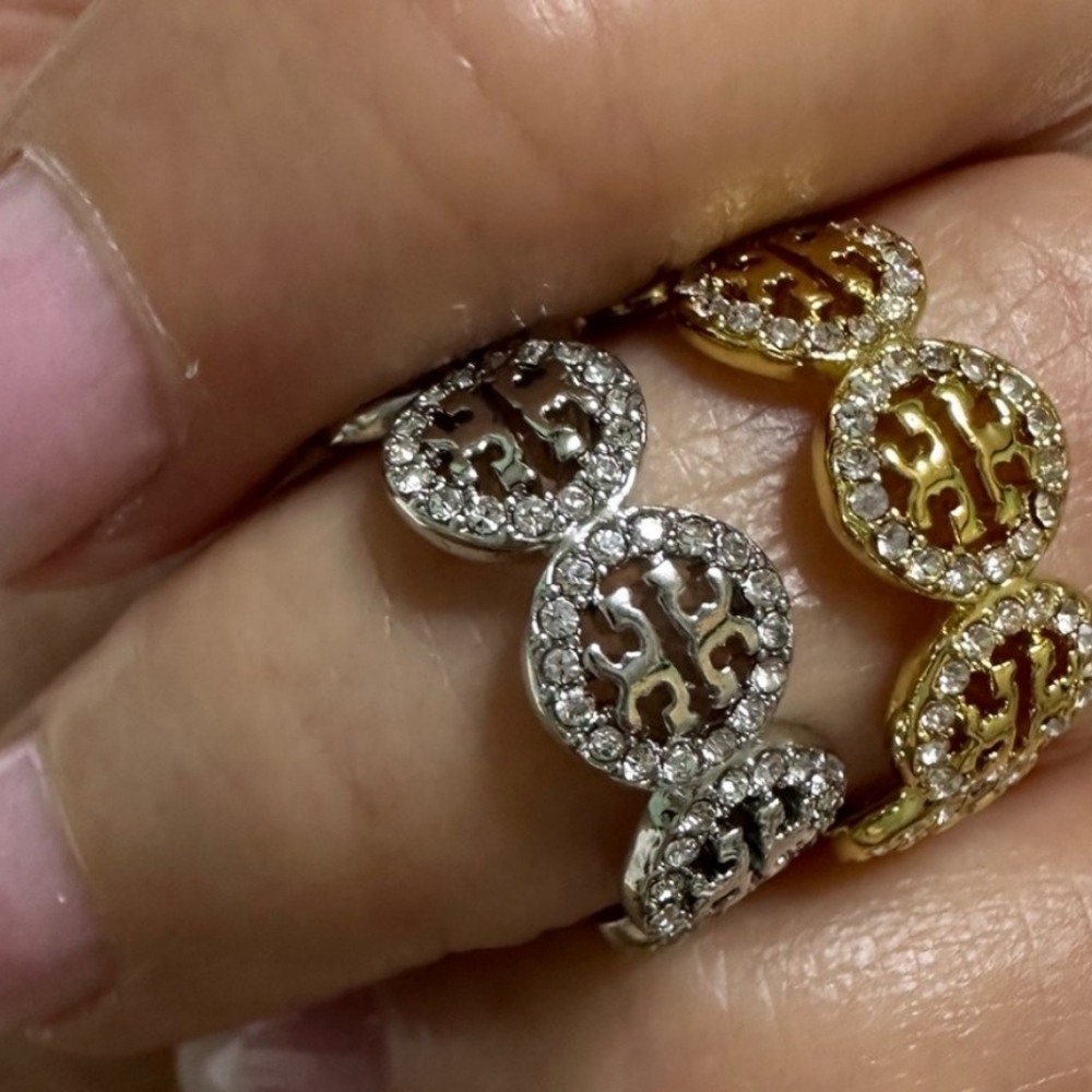 Silver Or Gold Swarovski crystal ring by Tory Burch